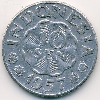 Indonesia, 10 sen, 1957