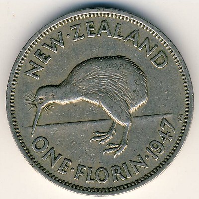 New Zealand, 1 florin, 1947
