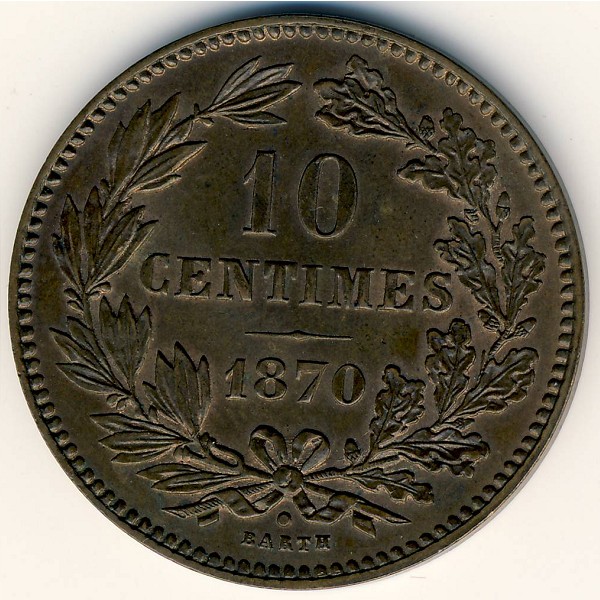 Luxemburg, 10 centimes, 1854–1870
