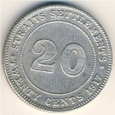 Стрейтс-Сетлментс, 20 центов (1916–1917 г.)
