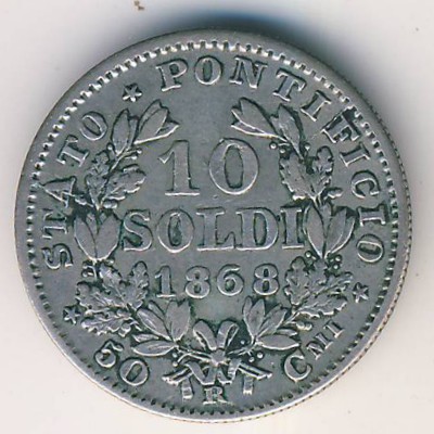 Papal States, 10 soldi, 1867–1869
