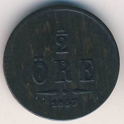 Sweden, 1/2 ore, 1856–1858