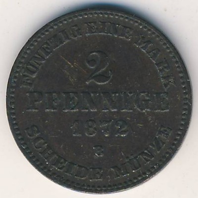 Мекленбург-Шверин, 2 пфеннига (1872 г.)