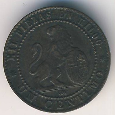 Spain, 1 centimo, 1870