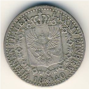 Prussia, 1/6 thaler, 1822–1840