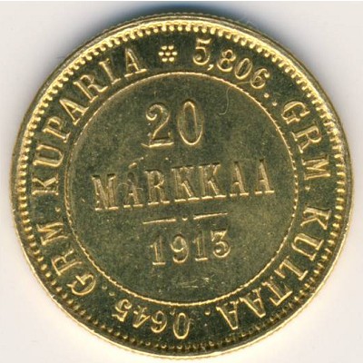 Finland, 20 markkaa, 1879–1913