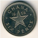 Ghana, 6 pence, 1958