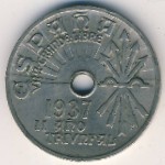 Spain, 25 centimos, 1937
