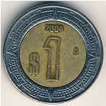 Mexico, 1 peso, 1996–2019
