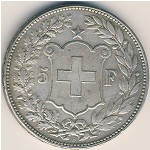 Switzerland, 5 francs, 1888–1916