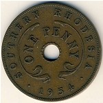 Southern Rhodesia, 1 penny, 1954