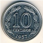 Argentina, 10 centavos, 1957–1959