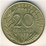 France, 20 centimes, 1962–2001