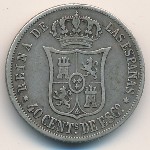 Spain, 40 centimos, 1864–1868