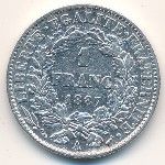 Франция, 1 франк (1871–1895 г.)