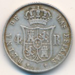 Spain, 4 reales, 1857–1864