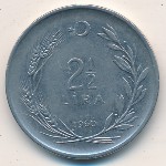 Turkey, 2 1/2 lira, 1960–1968