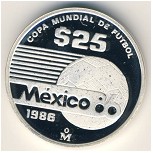 Mexico, 25 pesos, 1986