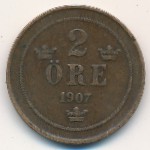 Швеция, 2 эре (1906–1907 г.)