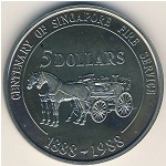 Singapore, 5 dollars, 1988