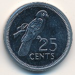Seychelles, 25 cents, 1993–2012