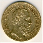 Wurttemberg, 10 mark, 1874–1888
