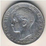 Spain, 1 peseta, 1896–1902