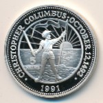 Bahamas, 5 dollars, 1989–1991