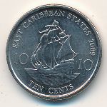 Восточные Карибы, 10 центов (2009–2018 г.)