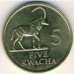 Zambia, 5 kwacha, 1992