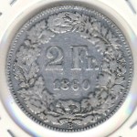 Швейцария, 2 франка (1860–1863 г.)