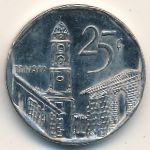 Cuba, 25 centavos, 1998–2018