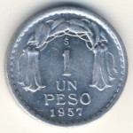 Chile, 1 peso, 1954–1958