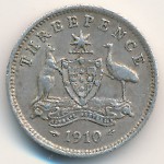 Australia, 3 pence, 1910