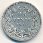 Нидерланды, 25 центов (1848–1849 г.)