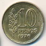Argentina, 10 pesos, 1976–1978