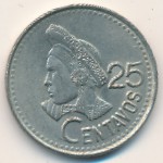Guatemala, 25 centavos, 1985–1995