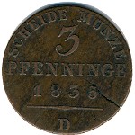 Пруссия, 3 пфеннинга (1821–1840 г.)