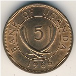 Uganda, 5 cents, 1966–1975