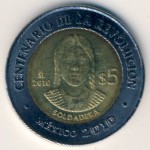 Mexico, 5 pesos, 2010