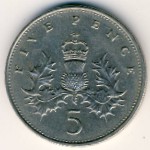 Great Britain, 5 pence, 1985–1990