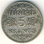 Tunis, 5 francs, 1934–1936