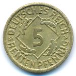 Weimar Republic, 5 rentenpfennig, 1923–1925