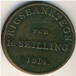 Denmark, 16 skilling, 1814