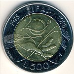 Italy, 500 lire, 1998
