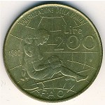 Italy, 200 lire, 1980