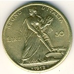 Italy, 50 lire, 1910–1927