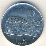 San Marino, 5 lire, 1988