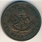 Верхняя Канада, 1/2 пенни (1850–1857 г.)