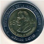 Mexico, 5 pesos, 2008